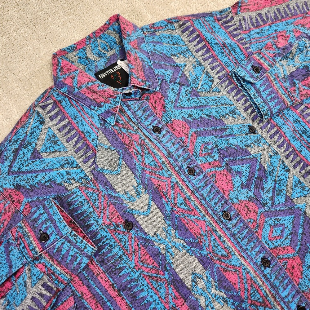 Vintage Aztec Western Shirt‎ Women Medium Frontier Series Button Up Navajo South